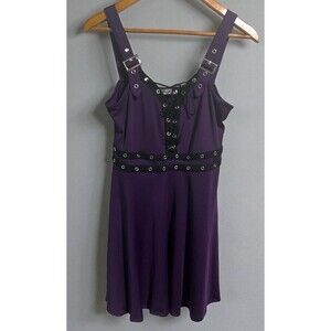 L I Dressfo Dress US 8 EU 40 Purple Corset Lace-Up Buckle Straps Goth Punk